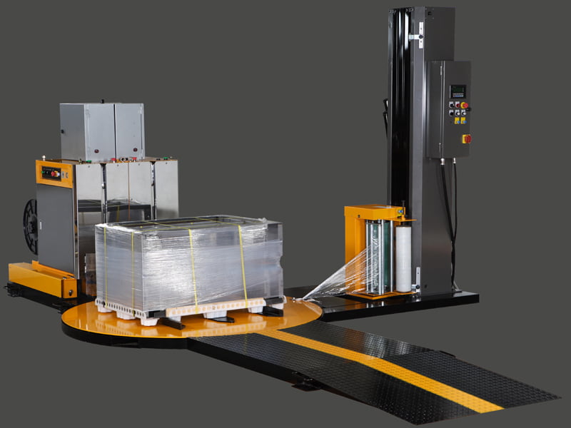 Low Profile Strapping and Wrapping Machine